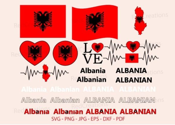 Albania Flag Bundle Svg, Love, Waving