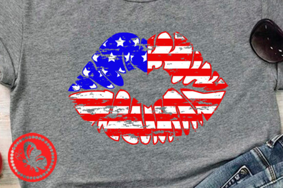 American Flag Kiss Lips USA 4th of July Graphics