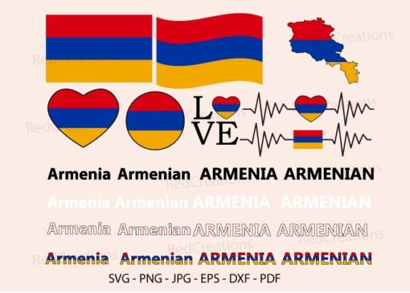 Armenia Flag Bundle Svg, Love, Waving