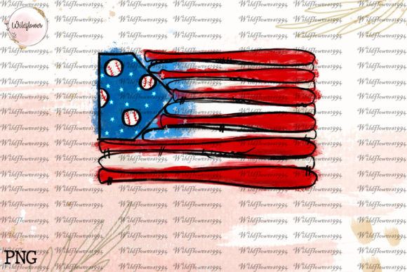 Baseball American Flag PNG, 4th of July Graphics