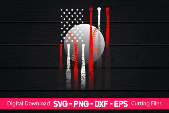 Baseball Stick American Flag Graphics and Crafts