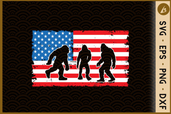 Bigfoot 4th of July USA Flag Patriotic Graphics