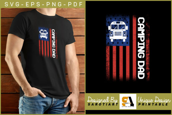 Camping Dad with USA Flag Sublimation Graphics