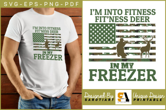 Deer Hunting Design Printable USA Flag