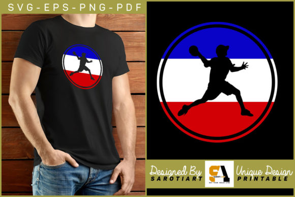 Dodgeball Silhouette with USA Flag SVG: Graphics and Crafts
