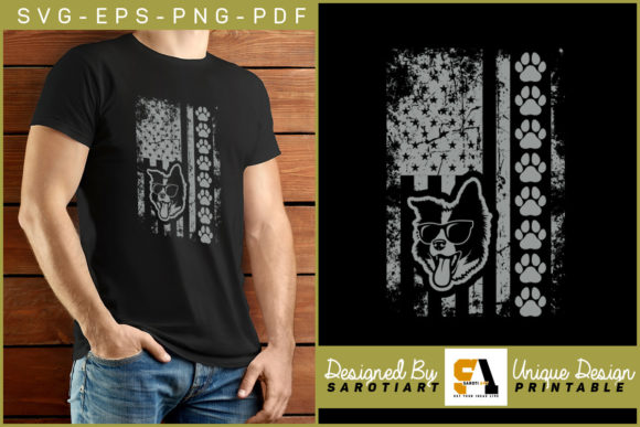 Dog Paw with USA Flag Design Graphics