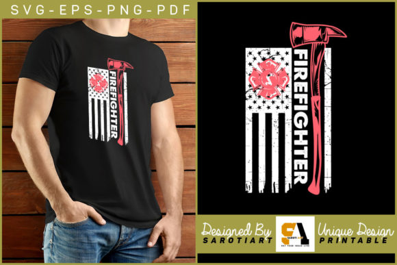 Firefighter Design USA Grunge Flag SVG: Graphics for Crafts and Content