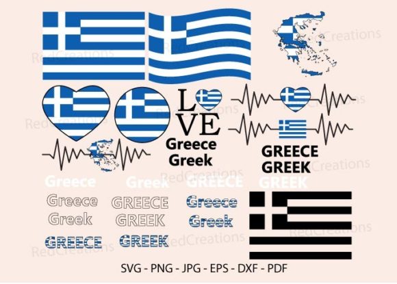 Greece Flag Bundle Svg: Graphics & Crafts for Local Branding