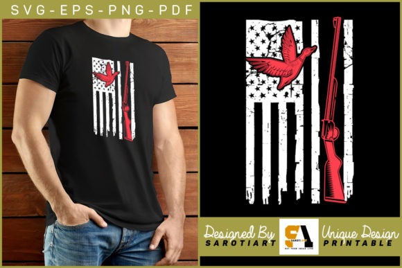 Hunting Bird USA Flag Design Vector Svg