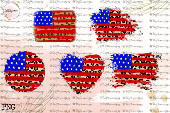 Leopard American Flag Background Design: Graphics and Crafts for Digital Selling