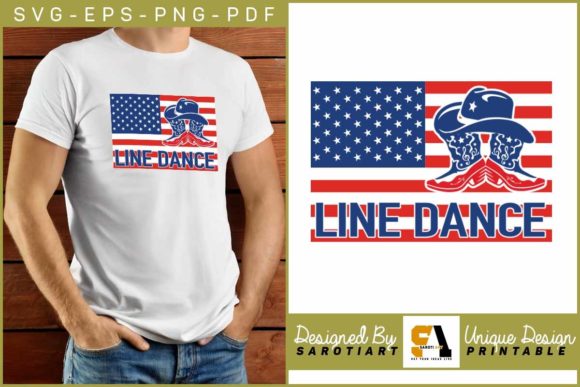 Line Dancing USA Colorful Flag Graphic