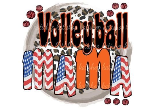 Mama Volleyball Flag Brush Sublimation Graphics