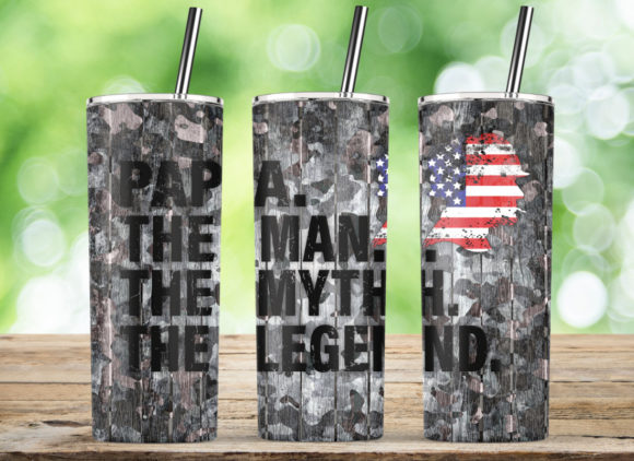 Papa Man Myth Legend Camo Flag USA Wrap: Graphics & Crafts