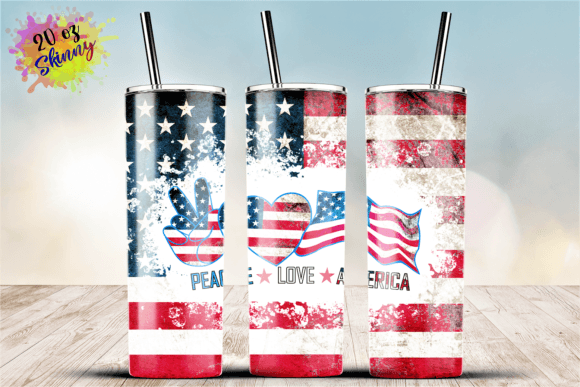 Peace Love Usa Flag 4th of July 20oz