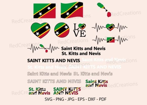 St. Kitts and Nevis Flag Bundle Svg: Graphics and Crafts