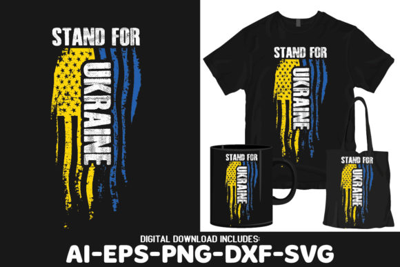 Stand for Ukraine Grunge Flag Design SVG: Graphics and Crafts