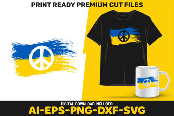 Ukraine Vintage Flag with Peace Sign SVG