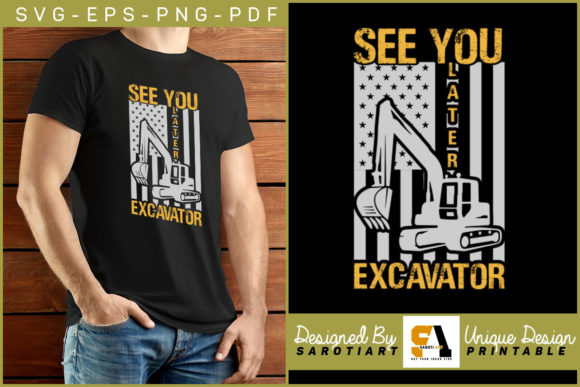USA Flag Excavator Design SVG Printable: Graphics & Crafts