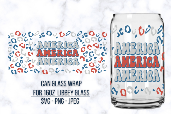 USA Flag Leopard Libbey Glass Can Wrap: Graphics and Crafts