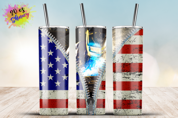 Usa Flag Patriotic American Welder 20oz: Graphics and Crafts