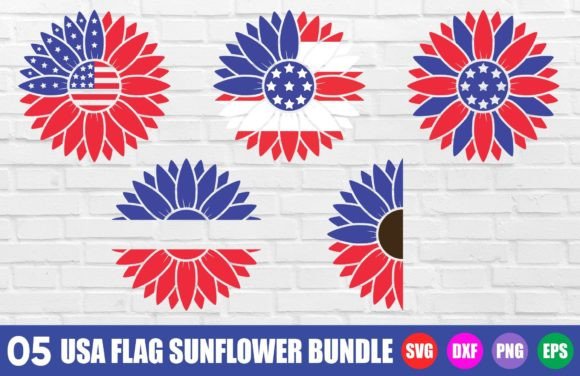 USA Flag Sunflower SVG for Crafts and Graphics