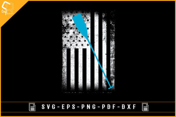 USA Flag with Rowing Retro Grunge Graphics