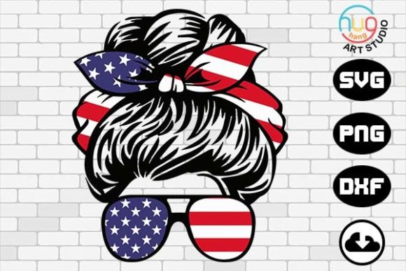 USA Mom Bun, American Flag Mom Bun Graphics