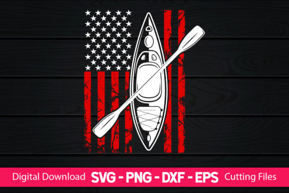 Vintage Kayak American Flag Graphics and Crafts