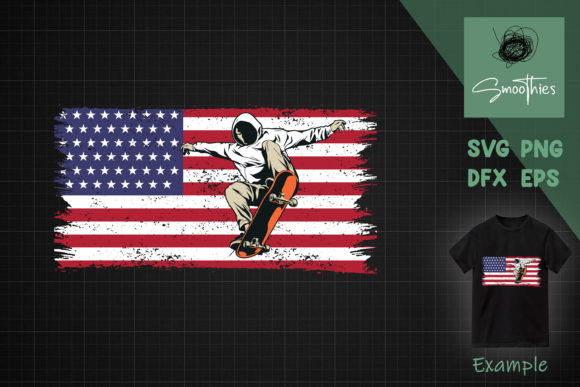 Vintage US Flag Skateboarding Graphics
